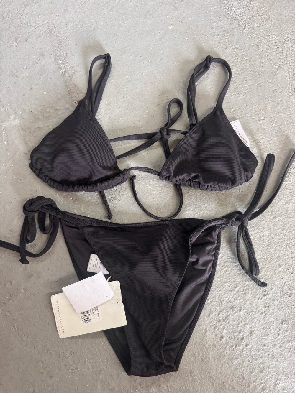 WILLO Black Triangle Tie-Side Bikini Set - Women's Swim